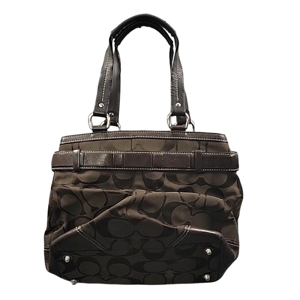 Coach Hampton Signature Logo Python Brown Tote Sh… - image 4